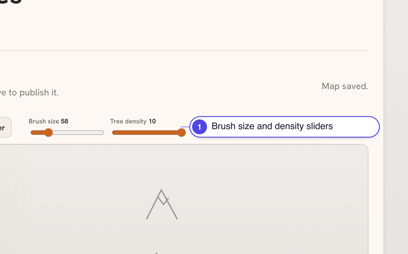 Adjust map brush size and tree density